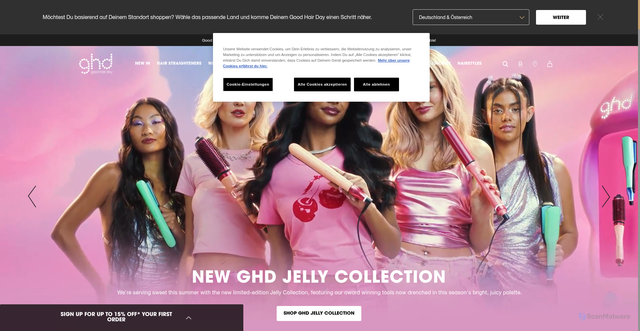 Security scan screenshot of https://www.ghdhair.com