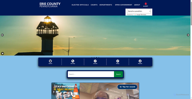 Security scan screenshot of https://eriecountypa.gov