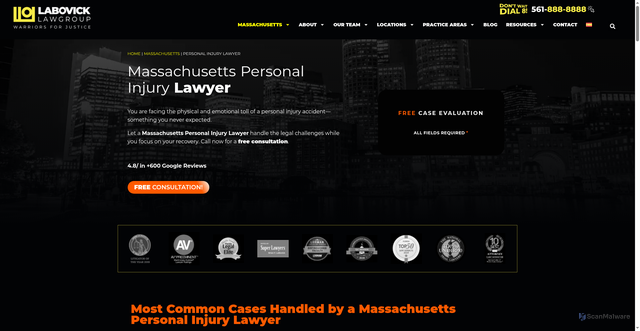 Security scan screenshot of https://www.labovick.com/massachusetts/personal-injury-lawyer/