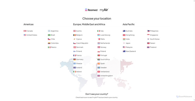 Security scan screenshot of https://myair.resmed.com