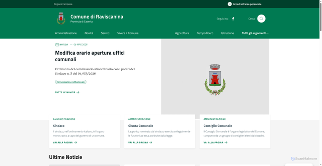 Security scan screenshot of https://www.comune.raviscanina.ce.it