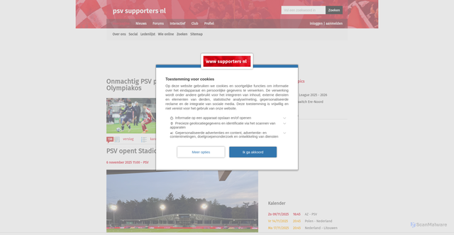 Security scan screenshot of https://psv.supporters.nl/