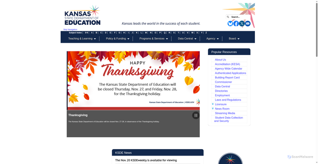 Security scan screenshot of https://www.ksde.gov/