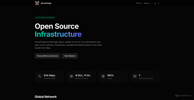 Security scan screenshot of https://serverforge.org