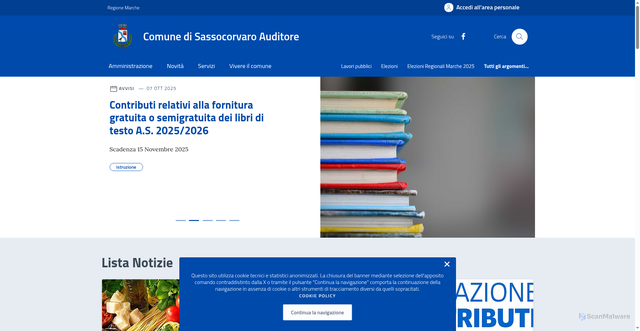 Security scan screenshot of https://comune.sassocorvaroauditore.pu.it/