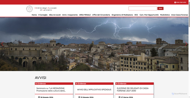 Security scan screenshot of https://www.ordineavvocatilanciano.it