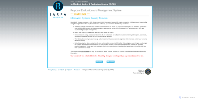 Security scan screenshot of https://iarpa-ideas.gov/client/signin.aspx