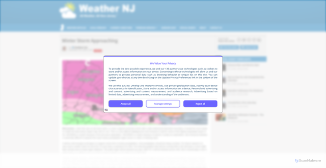 Security scan screenshot of https://www.weathernj.com/winter-storm-approaching/