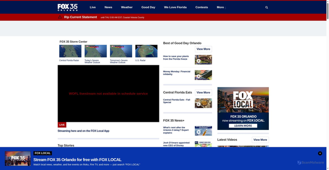 Security scan screenshot of https://www.fox35orlando.com