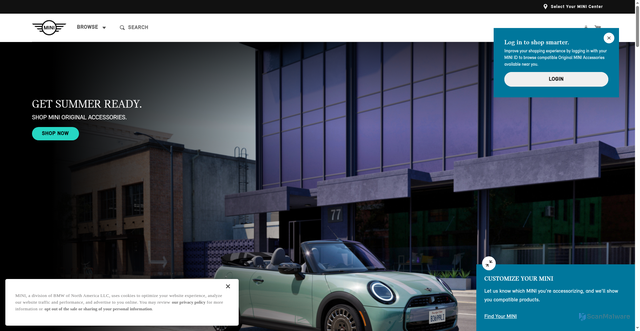 Security scan screenshot of https://shop.miniusa.com/content/shopminiusa-com/us/en.html