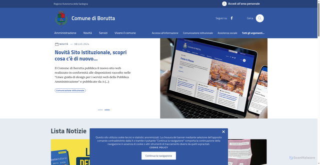 Security scan screenshot of https://comune.borutta.ss.it/