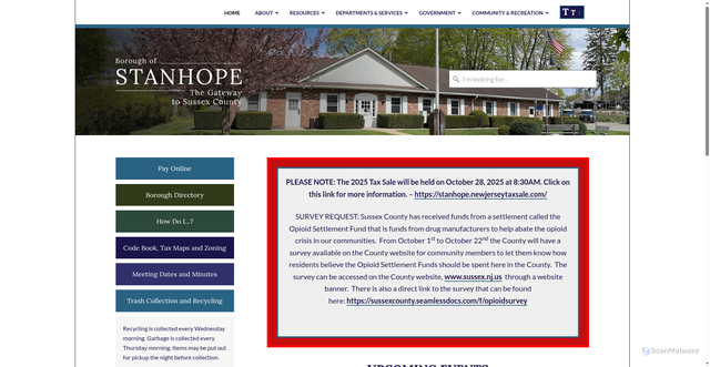 Security scan screenshot of https://stanhopenj.gov/
