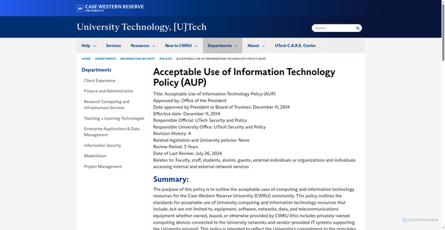 Security scan screenshot of https://login.case.edu