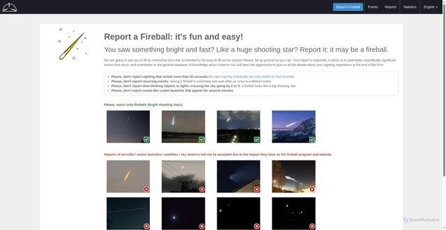 Security scan screenshot of https://fireball.amsmeteors.org/
