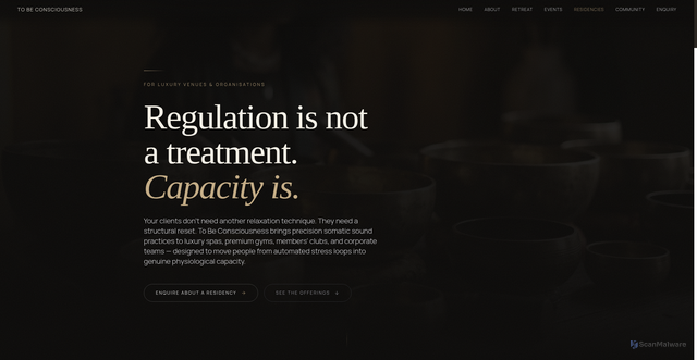 Security scan screenshot of https://tobeconsciousness.pages.dev/residencies.html