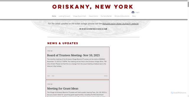 Security scan screenshot of https://www.oriskany.org/
