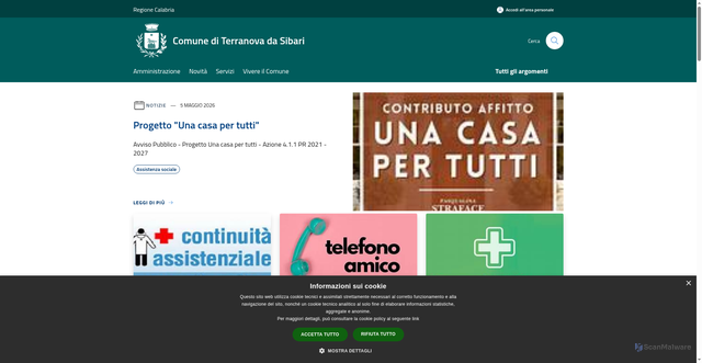 Security scan screenshot of https://www.comune.terranova-da-sibari.cs.it