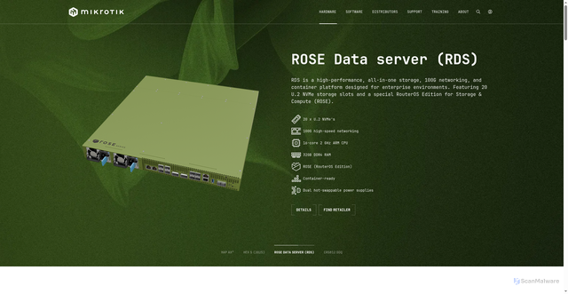 Security scan screenshot of https://www.mikrotik.com