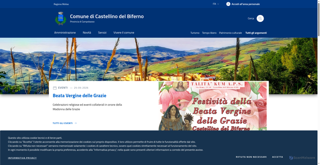 Security scan screenshot of https://www.comune.castellinodelbiferno.cb.it