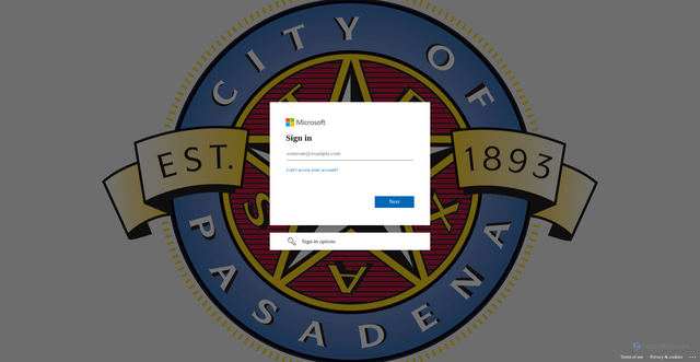 Security scan screenshot of https://pasadenatx-my.sharepoint.com