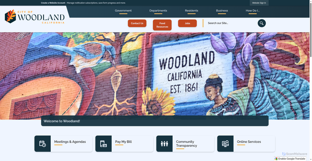 Security scan screenshot of https://cityofwoodland.gov/