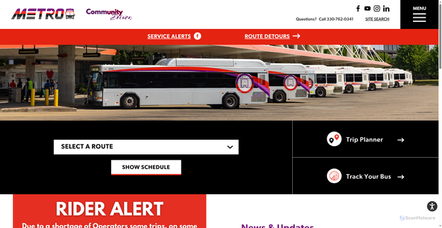 Security scan screenshot of https://www.yourmetrobus.org/