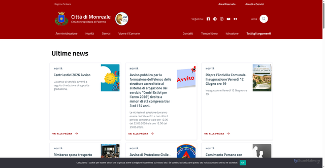 Security scan screenshot of https://www.comune.monreale.pa.it