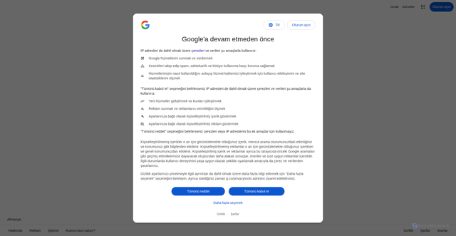 Security scan screenshot of https://www.google.com.tr/?hl=tr