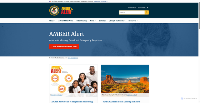 Security scan screenshot of https://amberalert.ojp.gov/%3Cfront%3E