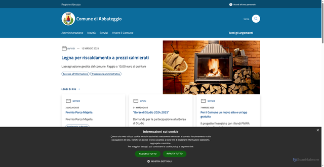 Security scan screenshot of https://www.comune.abbateggio.pe.it/it