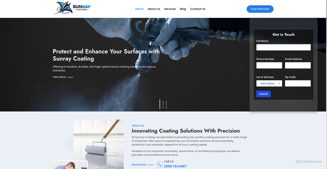 Security scan screenshot of https://sunraycoatings.com/