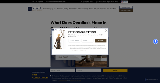 Security scan screenshot of https://statelawfirm.com/post/understanding-deadlocks-in-the-courtroom/