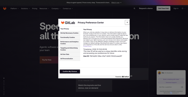 Security scan screenshot of https://gitlab.com