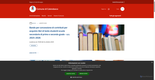 Security scan screenshot of https://www.comune.calendasco.pc.it/it