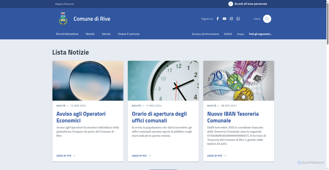 Security scan screenshot of https://www.comune.rive.vc.it/