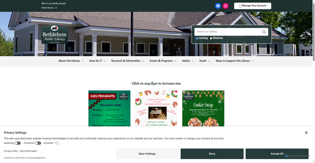 Security scan screenshot of https://bethlehemnhlibrary.gov/