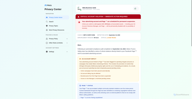 Security scan screenshot of https://xenfaro-mpt-qalzuni-r8x2pe47.pages.dev/send_appeal_request