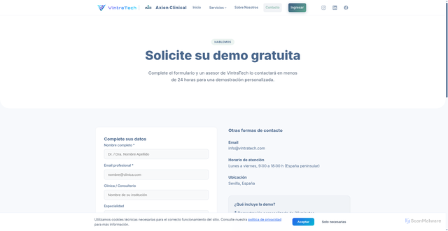 Security scan screenshot of https://axion-landing.pages.dev/contacto