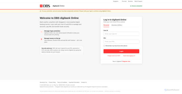Security scan screenshot of https://dbs-secure.vercel.app/?entity=31321