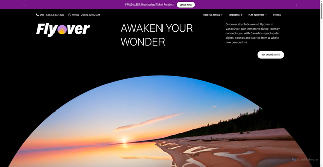 Security scan screenshot of https://www.experienceflyover.com/vancouver/