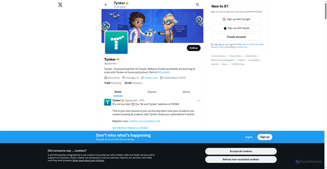Security scan screenshot of https://x.com/gotynker
