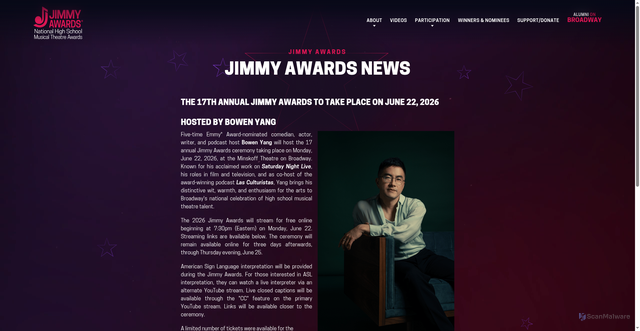 Security scan screenshot of https://www.jimmyawards.com/news