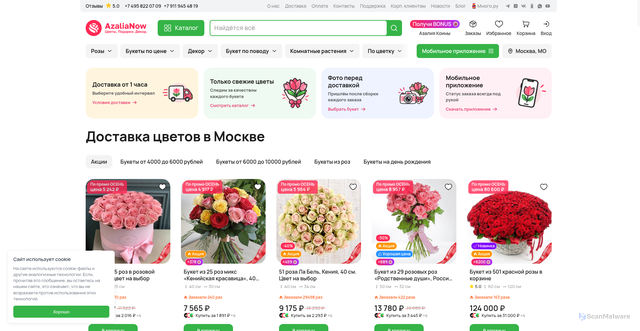 Security scan screenshot of https://azalianow.ru