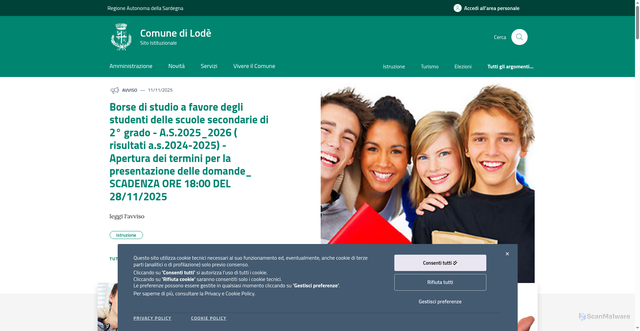 Security scan screenshot of https://www.comune.lode.nu.it/