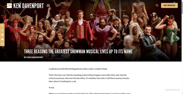 Security scan screenshot of https://kendavenport.com/three-reasons-the-greatest-showman-musical-lives-up-to-its-name/
