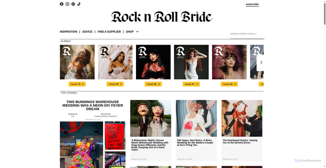 Security scan screenshot of https://www.rocknrollbride.com