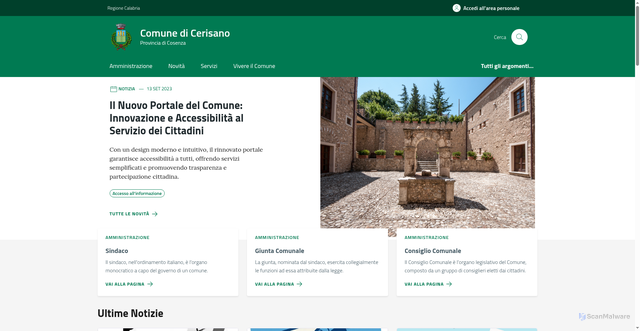Security scan screenshot of https://comune.cerisano.cs.it/