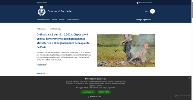 Security scan screenshot of https://comune.sarmede.tv.it/it