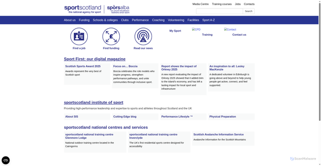 Security scan screenshot of https://sportscotland.org.uk/