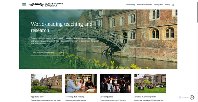 Security scan screenshot of http://www.queens.cam.ac.uk/